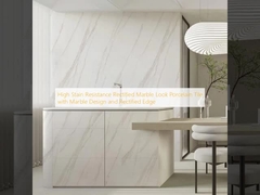 Carrelage en porcelaine aspect marbre rectifié à haute résistance aux taches, avec motif marbre et bord rectifié