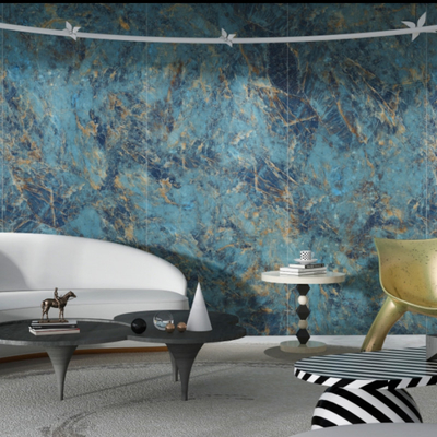 Carreaux de porcelaine bleu poli résistant aux rayures pour intérieur