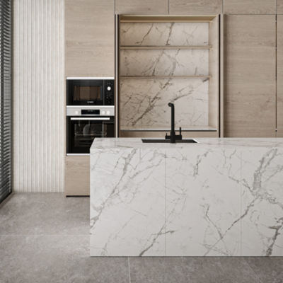 Carrelage en porcelaine imitation marbre à forte variation, motif aléatoire, 1600x3200mm
