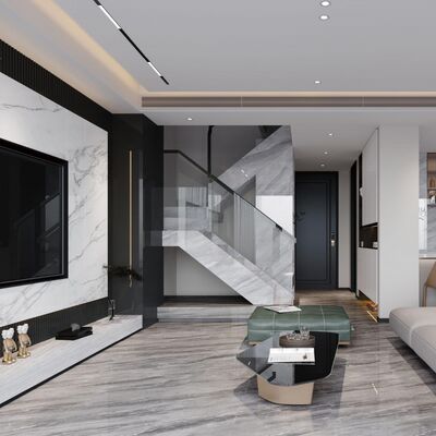 Carrelage en porcelaine polie aspect ciment, adapté aux cuisines, offrant des performances durables et une apparence élégante pour les espaces intérieurs