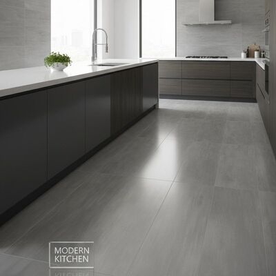 Carrelage en porcelaine aspect ciment mat, parfait pour les cuisines, offrant une esthétique moderne et une durabilité longue durée