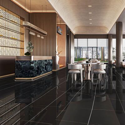 1200x2700mm Carreaux de porcelaine à l'aspect marbre avec installation de mortier fin et finition mate polissée pour les intérieurs commerciaux