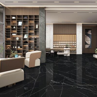 Carreaux de porcelaine à l'aspect marbre durable offrant une méthode d'installation en mortier mince offrant des solutions de surface durables