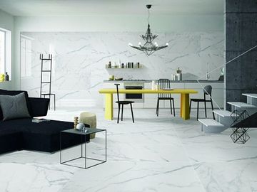Tuile de marbre blanche superbe de porcelaine de Carrare 12 millimètres d'épaisseur résistant à l'acide